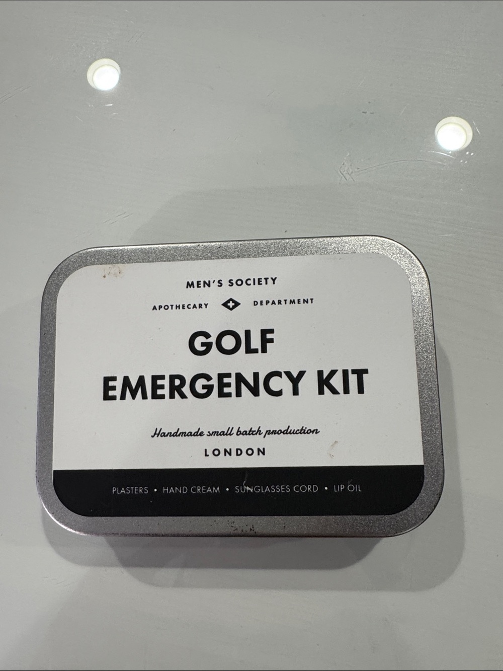 Men’s Society Silver and White Golf Emergency Kit Tin